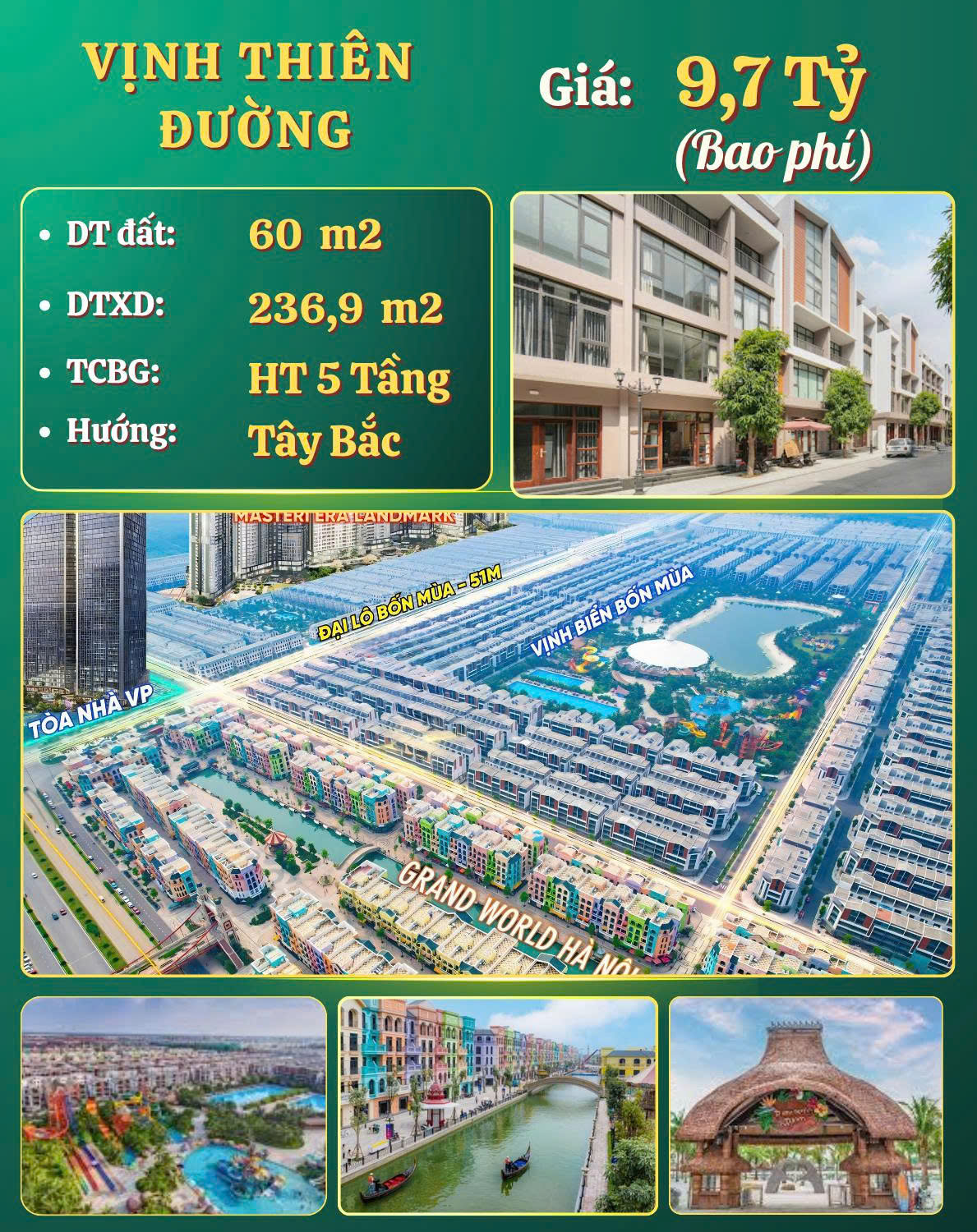 Bán liền kề Vịnh Thiên Đường hoàn thiện 5 tầng - diện tích 60m2 - 9,7 tỷ bao phí